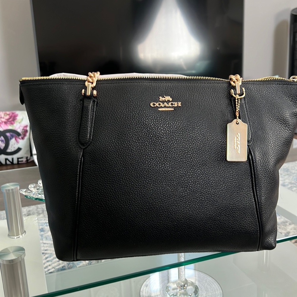 Coach Black Ava Chain Tote